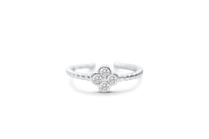 CZ Clover Droplet Ring (Silver)