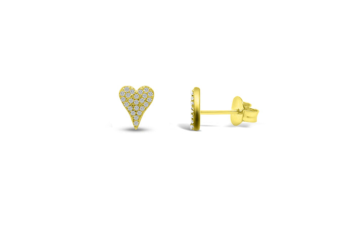 Dripping Heart Pavé Stud Earring (GOLD)