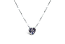 Bezel Heart Necklace (Aquamarine/March)