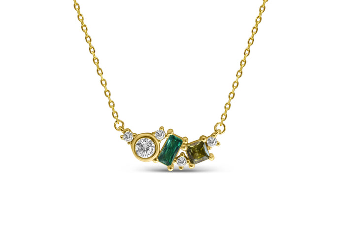 Diamond CZ - Emerald - Peridot (NECKLACE)