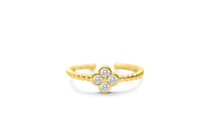 CZ Clover Droplet Ring (Gold)