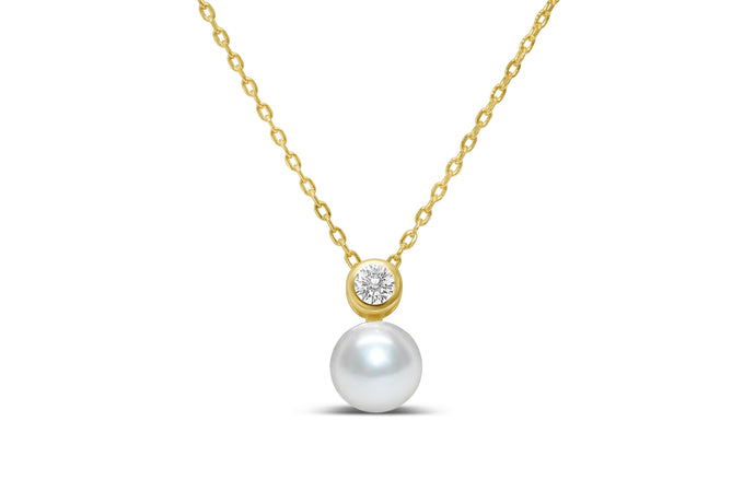 Pearl Bezel CZ Necklace (GOLD)