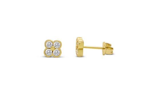 CZ Clover Stud (Gold)