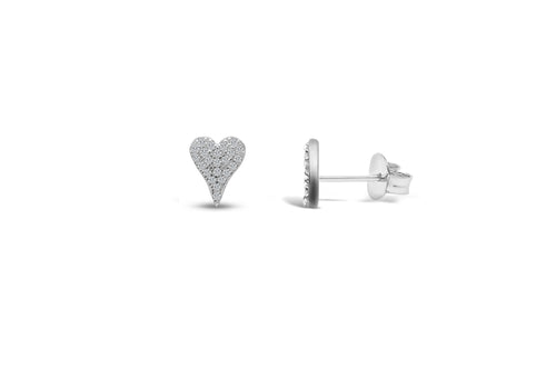 Dripping Heart Pavé Stud Earring (SILVER)