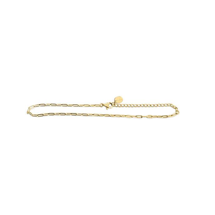 Mini Paperclip Chain Anklet (Gold)