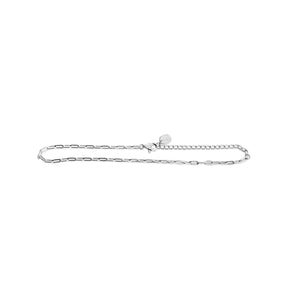 Mini Paperclip Chain Anklet (Silver)