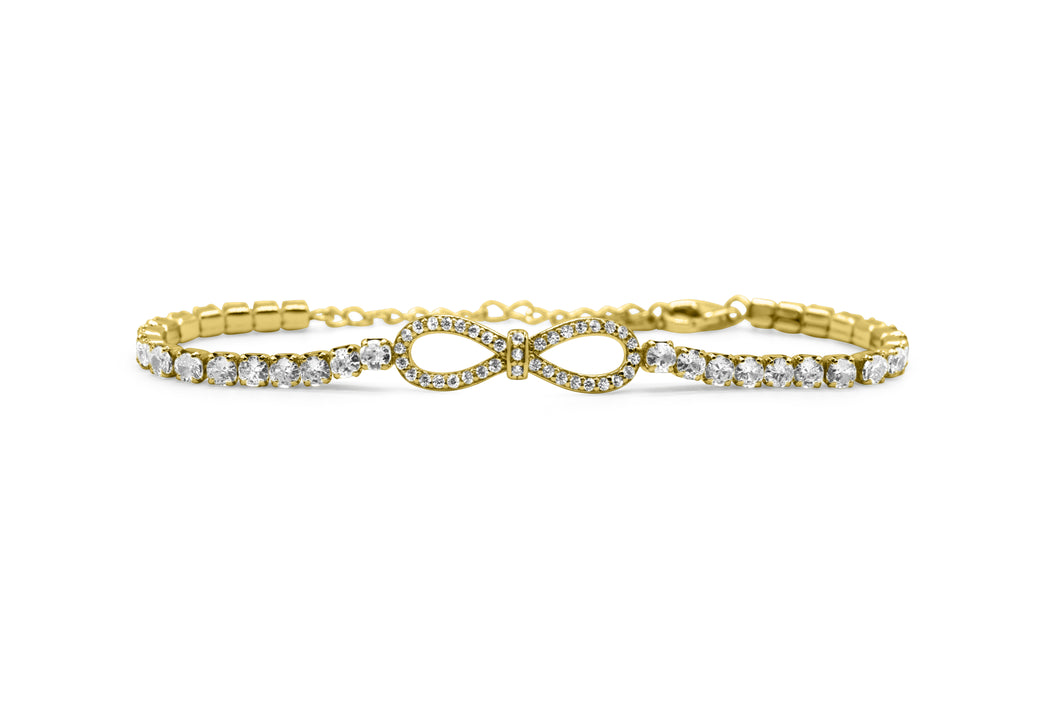 Classic Tennis w/ CZ Bow Bracelet (14K Gold)