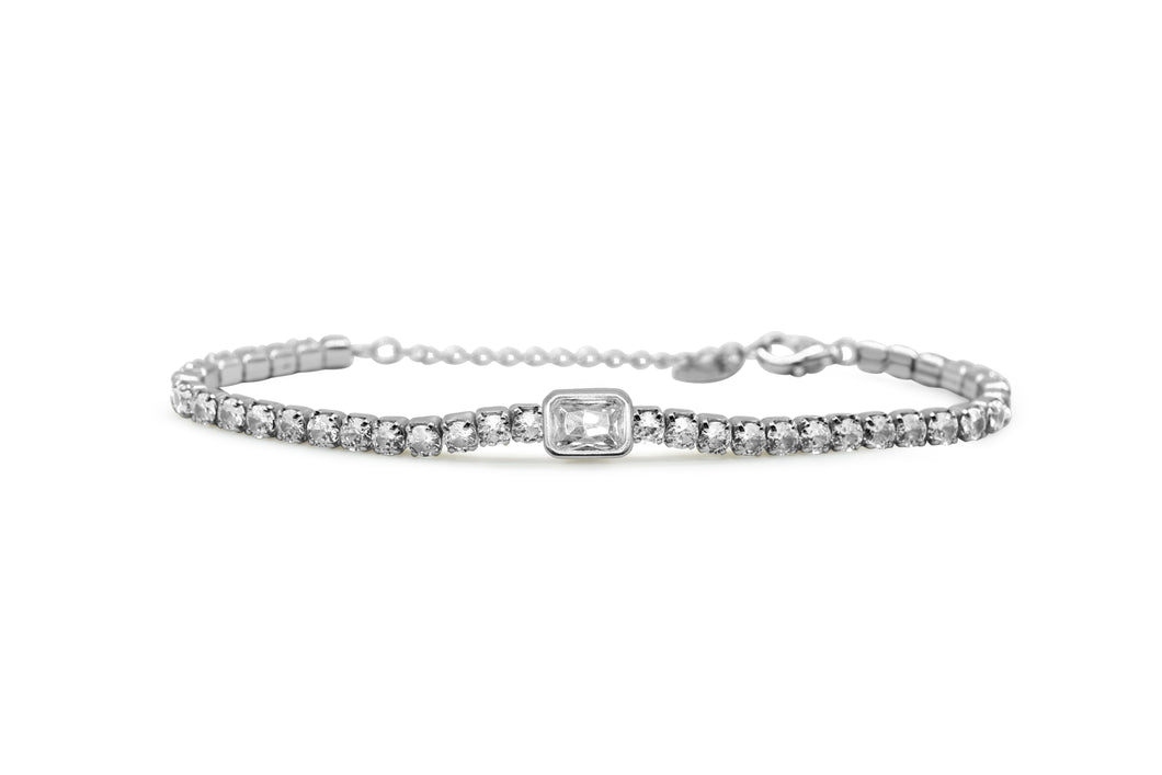 Classic Tennis w/ Baguette Bracelet (Sterling Silver)