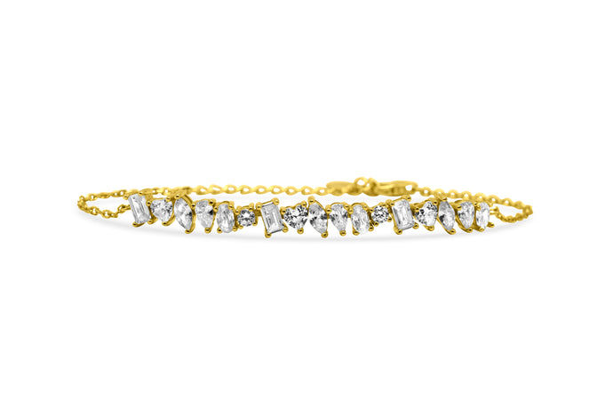 Multi Jagged Stone Tennis Bracelet (14K Gold)