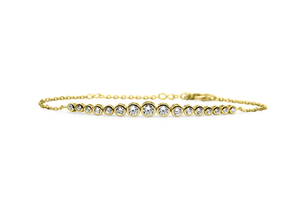 Graduated Bezel Solitaire Tennis Bracelet (14K Gold)