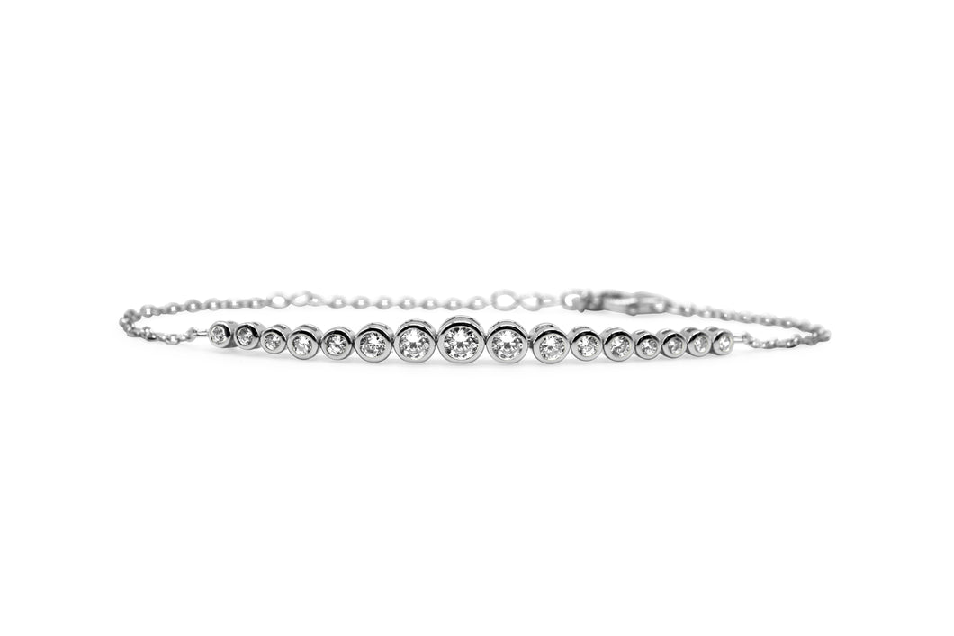 Graduated Bezel Solitaire Tennis Bracelet (Sterling Silver)