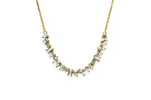 Multi Jagged Stone Tennis Chain Clear (14K Gold)