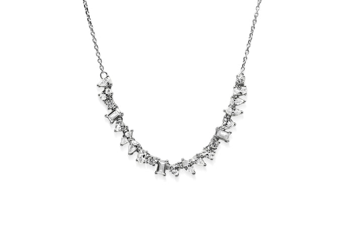 Multi Jagged Stone Tennis Chain Clear (Sterling Silver)