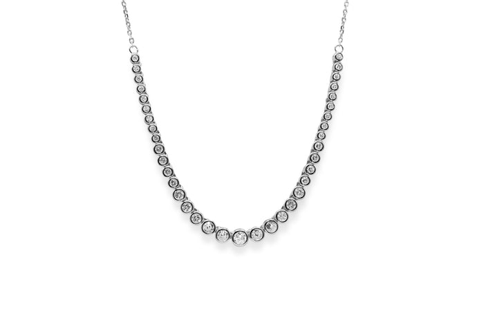 Graduated Bezel Solitaire Tennis Chain Clear (Sterling Silver)