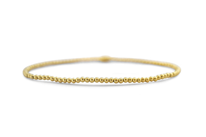 Silver Stretch Bracelet - Plain beads 2mm - Gold