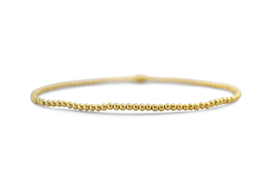 Silver Stretch Bracelet - Plain beads 2mm - Gold