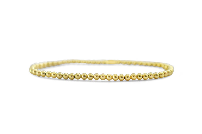 Silver Stretch Bracelet - Plain beads 3mm - Gold