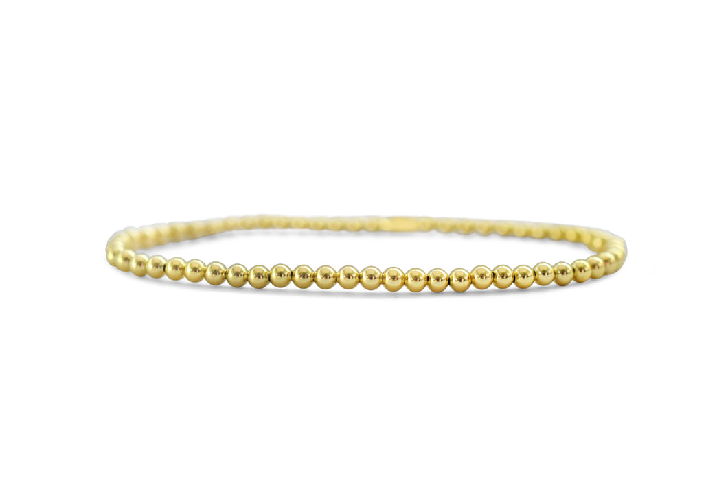 Silver Stretch Bracelet - Plain beads 3mm - Gold