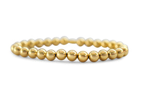 Silver Stretch Bracelet - Plain beads 6mm - Gold