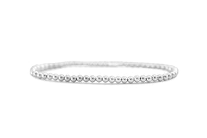 Stretch Bracelet - Plain beads 3mm - Silver