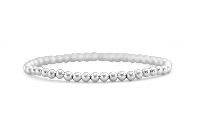 Stretch Bracelet - Plain beads 4mm - Silver