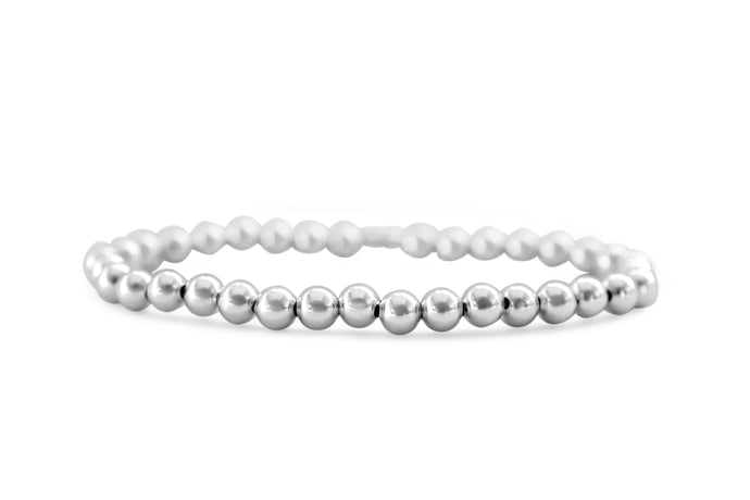 Stretch Bracelet - Plain beads 5mm - Silver