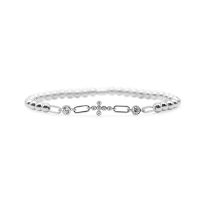 STRETCH WITH CHAIN - Clear CZ Bezel Cross