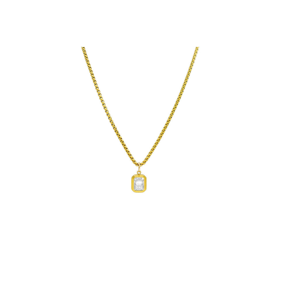 Bezel Baguette with Box Chain - Gold