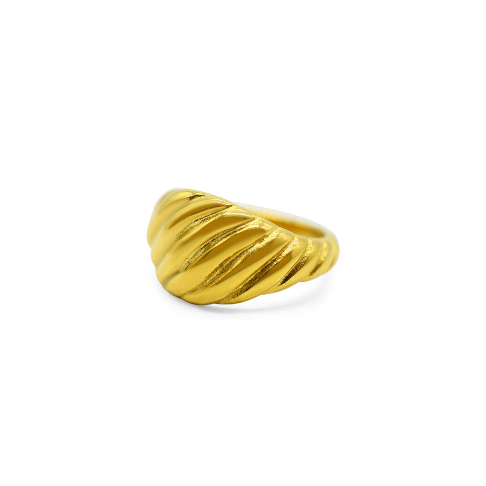 Corrugated Wave Ring - Gold Size 6