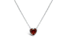 Bezel Heart Necklace (Garnet/January)