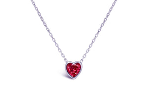 Bezel Heart Necklace (Ruby/July)