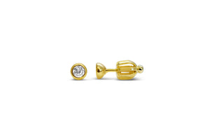 CZ Bezel Earring (gold-3mm)