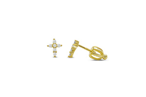 Prong Cross Stud Earring (Gold)