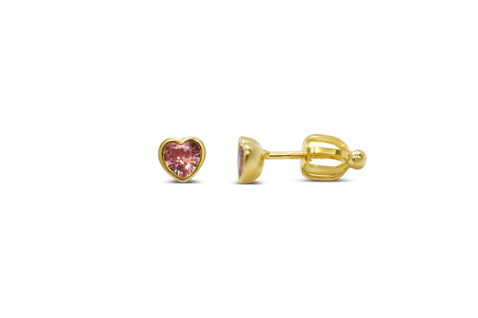 Heart CZ (Pink) Stud Earring