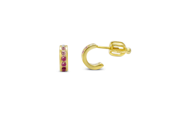 CZ Half Hoop (Pink Ombre) Earring