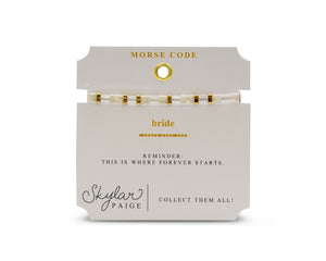Skylar Paige - BRIDE - Morse Code Tila Beaded Bracelet - The 'White' One