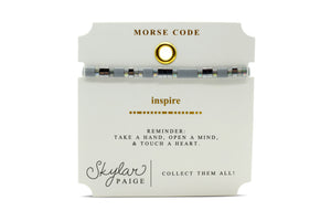 Skylar Paige - INSPIRE - Morse Code Tila Beaded Bracelet - Gracious Grey