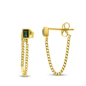 Front to Back - Baguette & Chain Earring