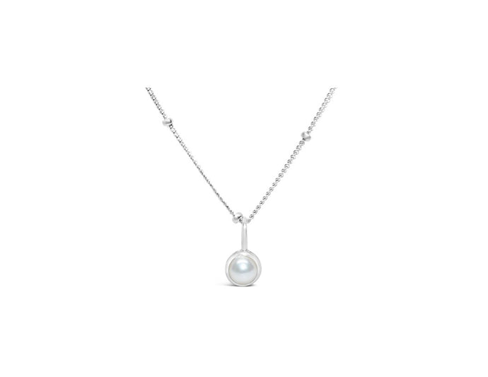 Pearl CZ Birthstone Necklace (June)