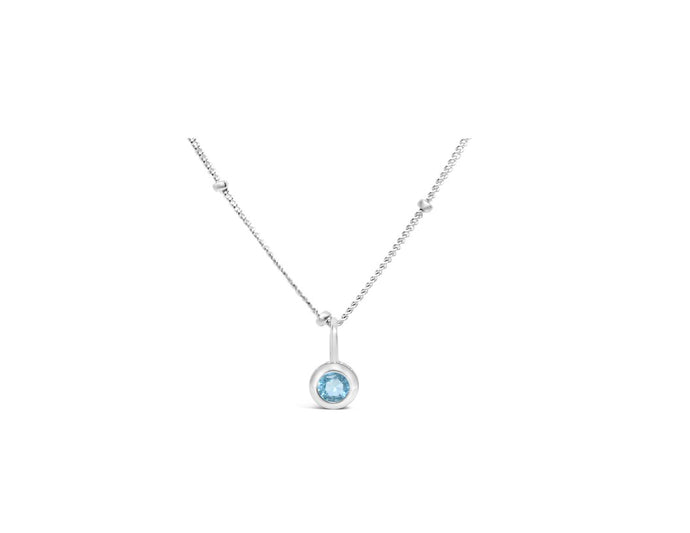 Aquamarine CZ Birthstone Necklace (March)