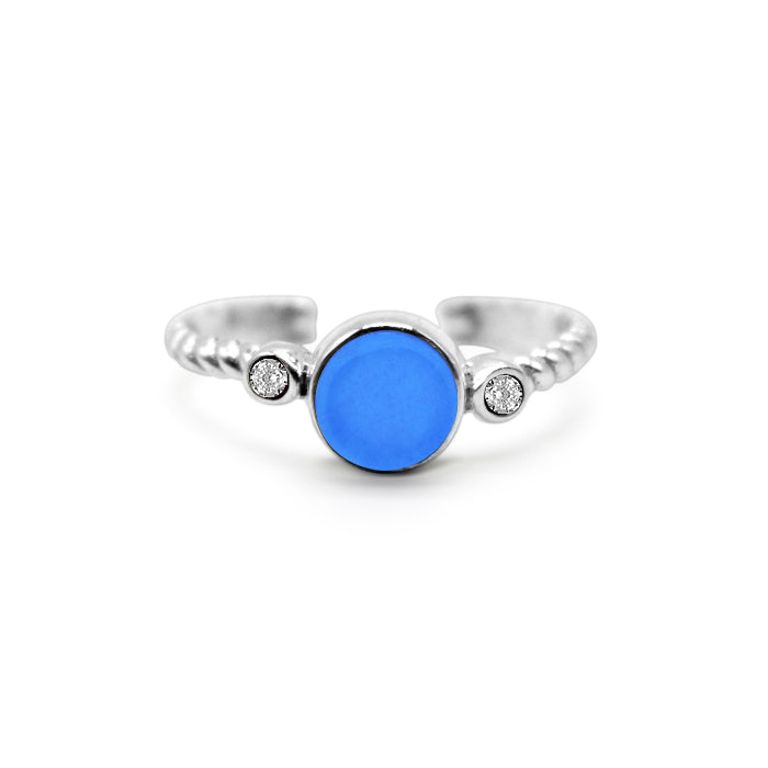 Seaglass and CZ Ring - Cobalt