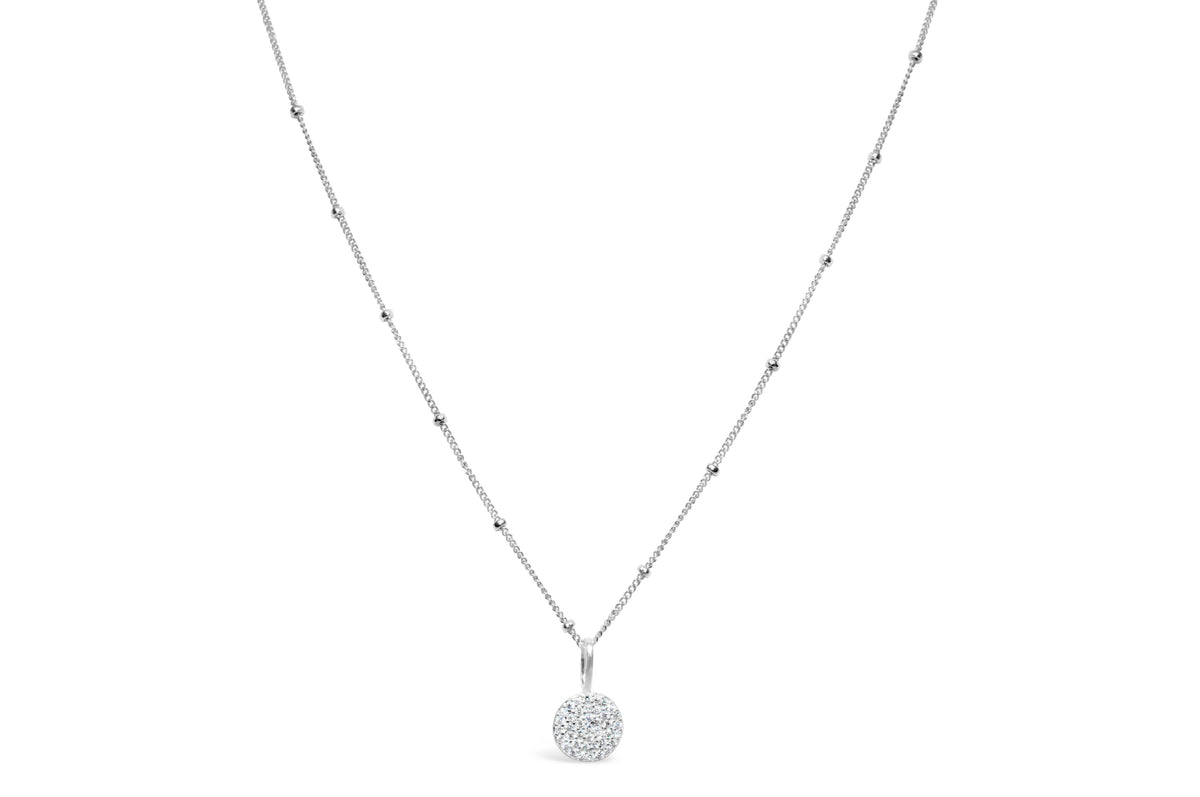 Charm & Chain Necklace Pavé Disk – Stia Jewelry