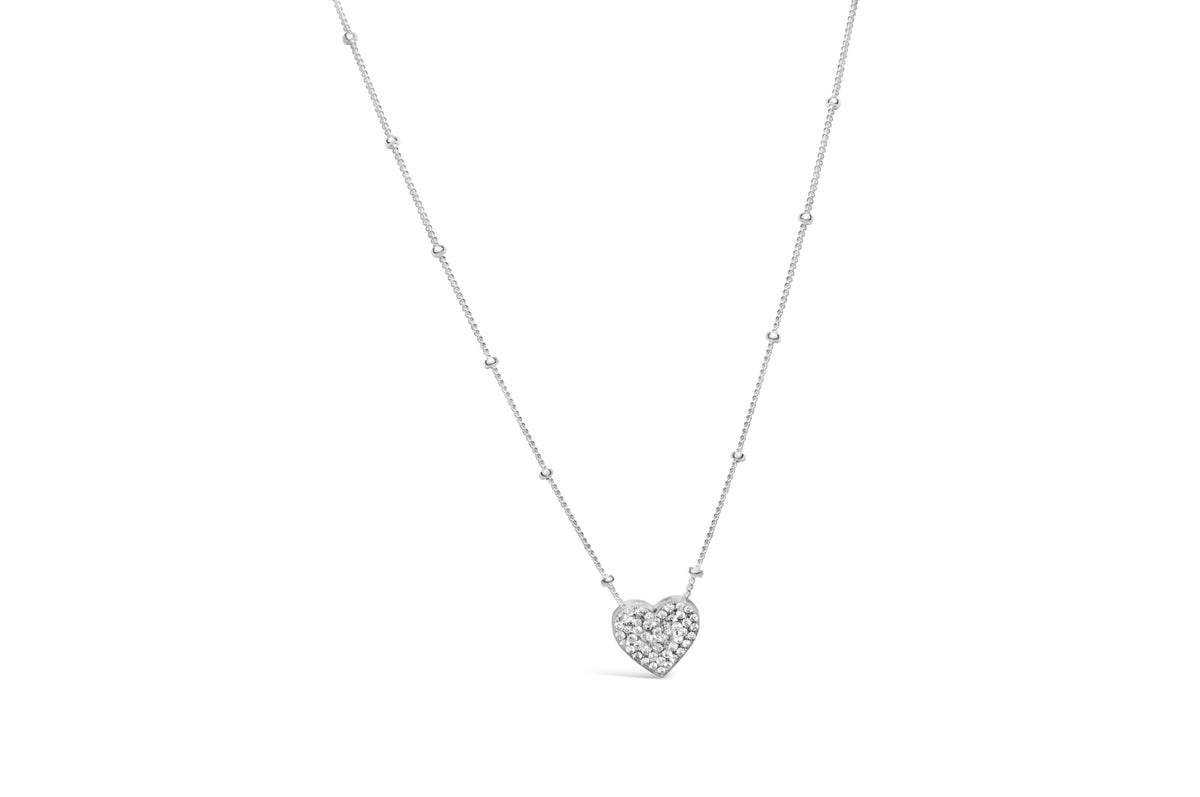 Charm & Chain Necklace Pavé Heart – Stia Jewelry