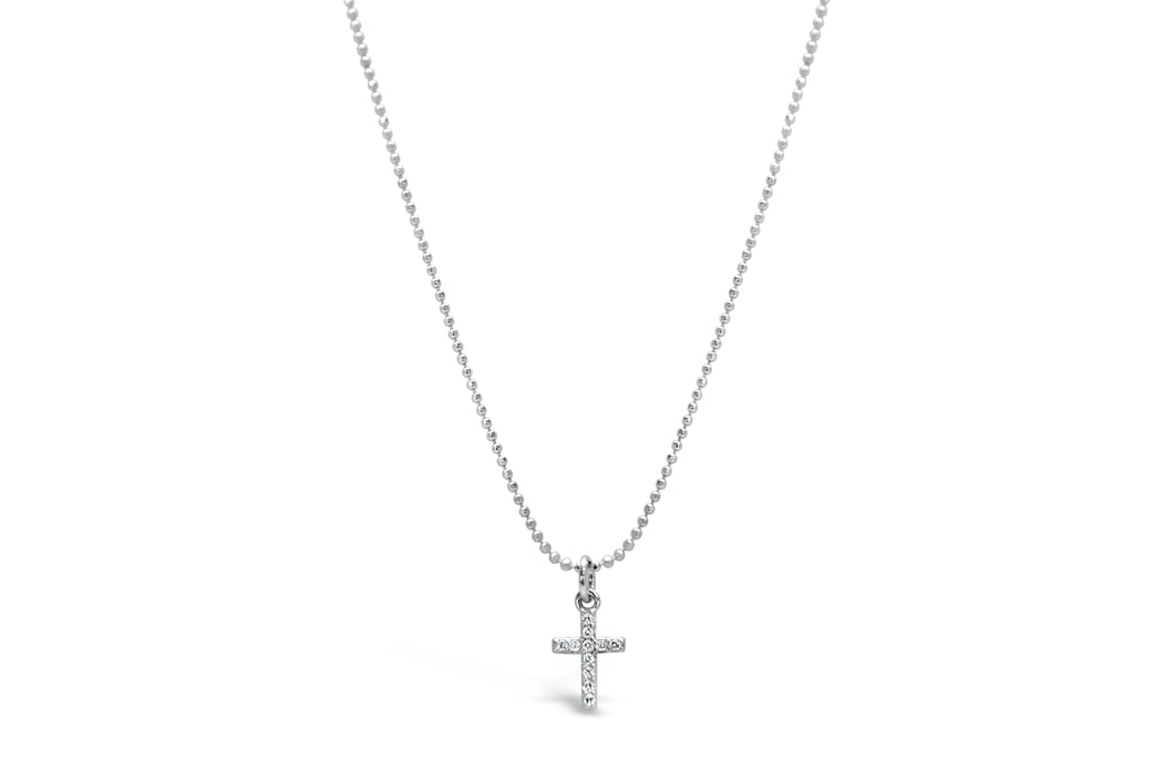 Diamond Cut Pavé Cross Necklace