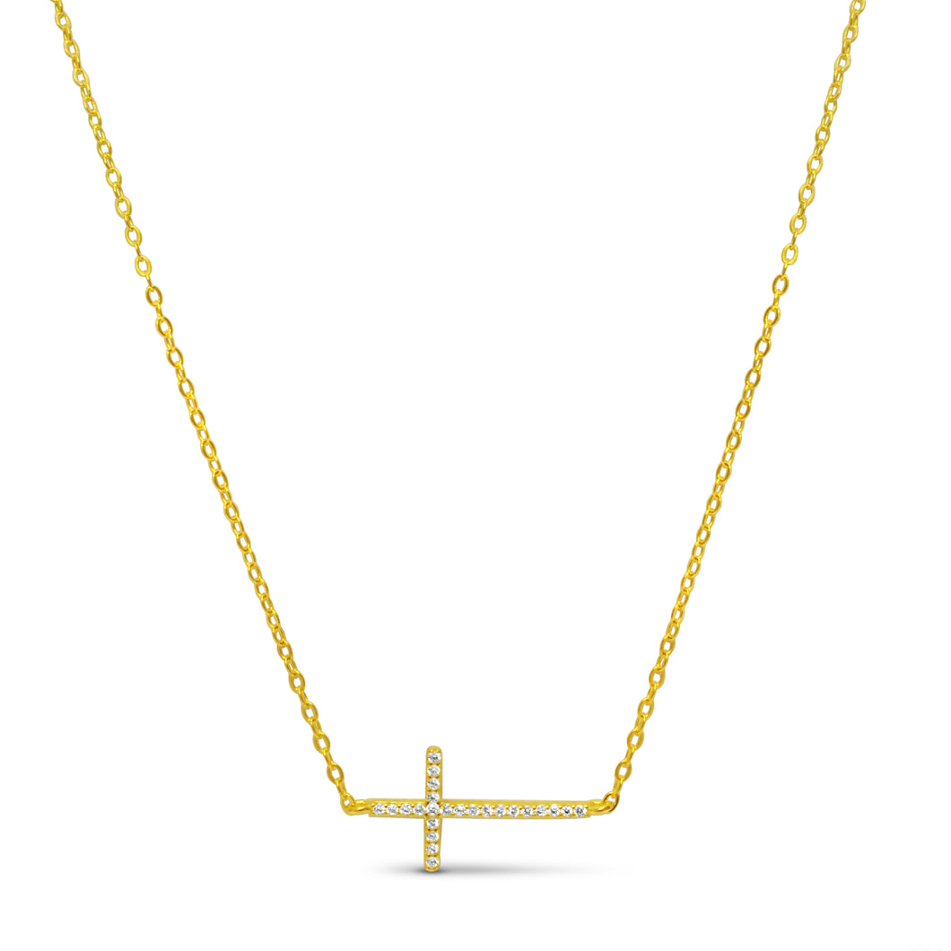 Pavé Sideways Cross (Gold)