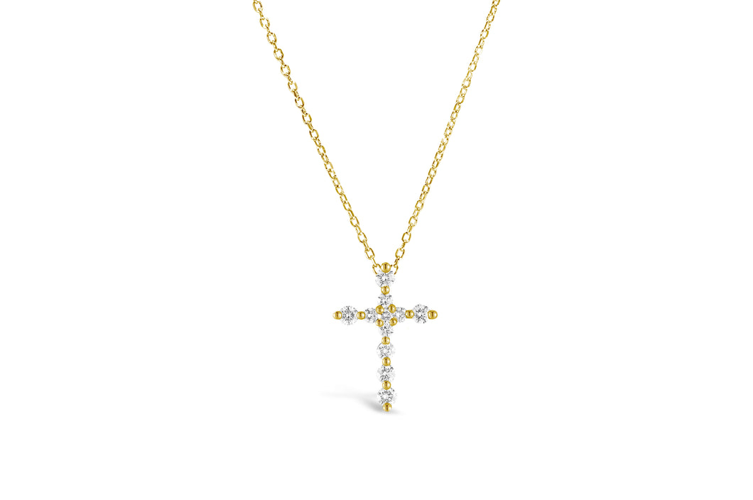 Charm & Chain Necklace Prong Cross
