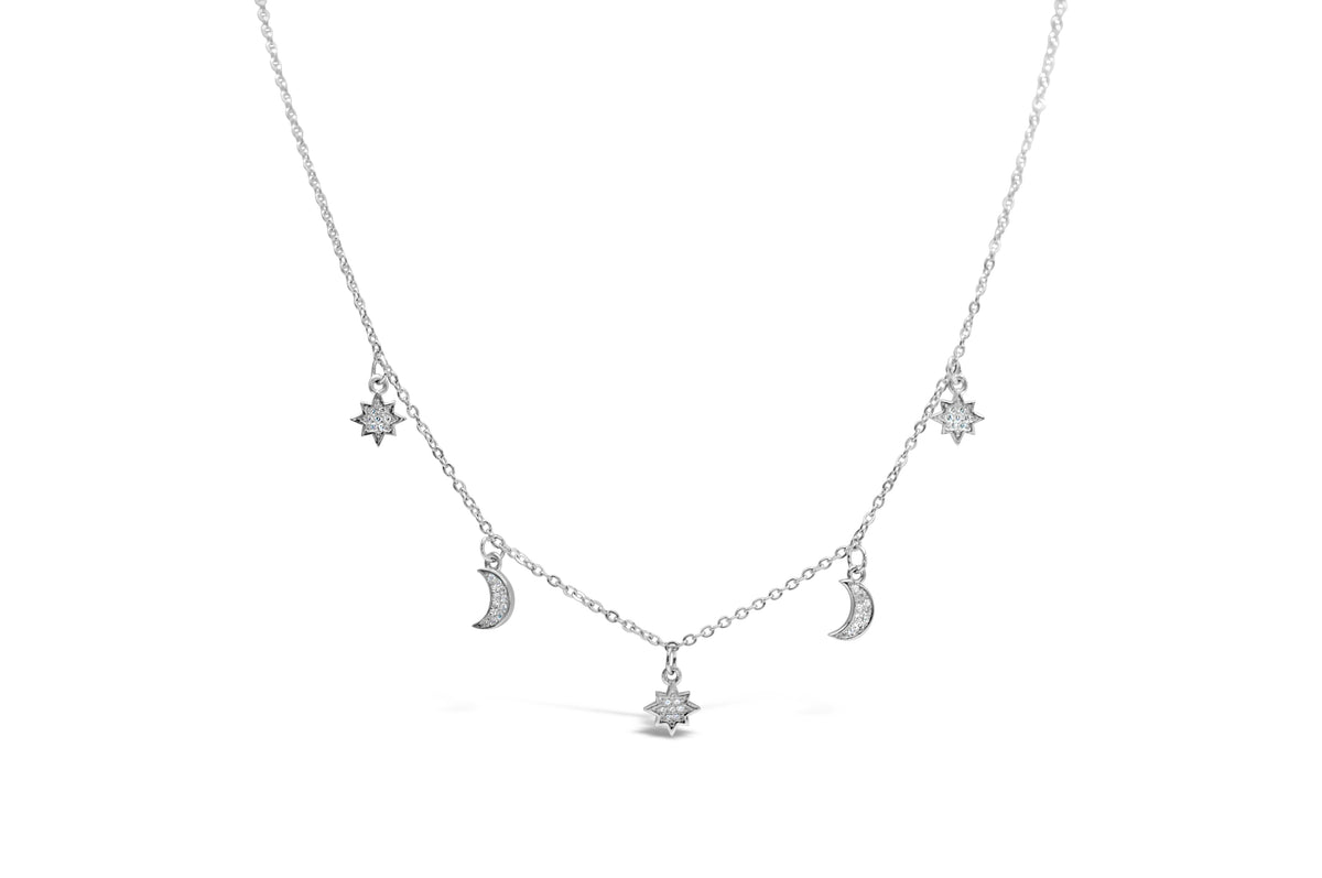 Dazzling Dangle Moon & Star Necklace – Stia Jewelry