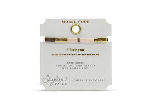 Skylar Paige - I LOVE YOU - Morse Code Tila Beaded Bracelet - Bonding Bronze
