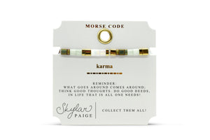 Skylar Paige - KARMA - Morse Code Tila Beaded Bracelet - Meditation Mint