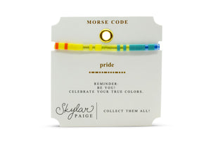Skylar Paige - PRIDE - Morse Code Tila Beaded Bracelet - Relish in Rainbow